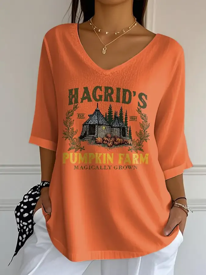 Womens Heiger Pumpkin Farm Fall Season T-Shirt