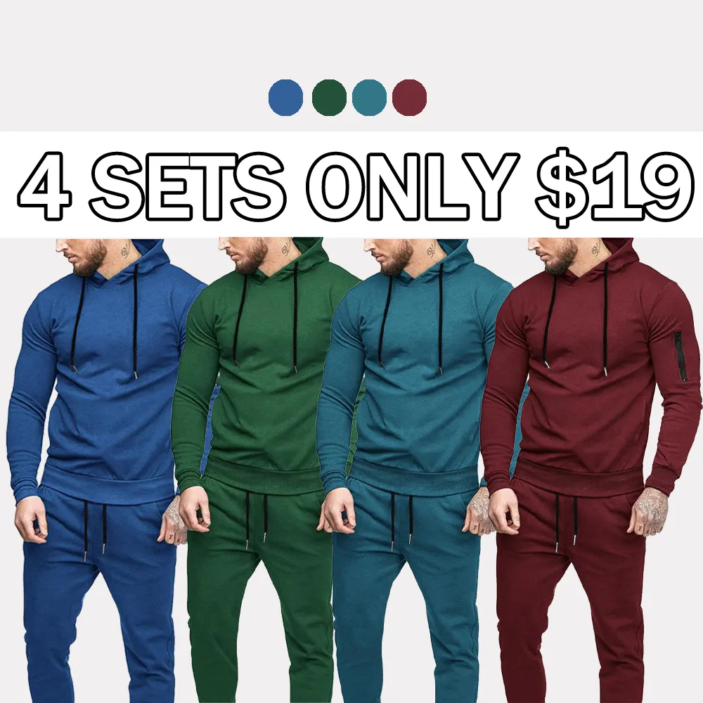 Men's Tracksuit 2 Pack Hooded Athletic Sweatsuits