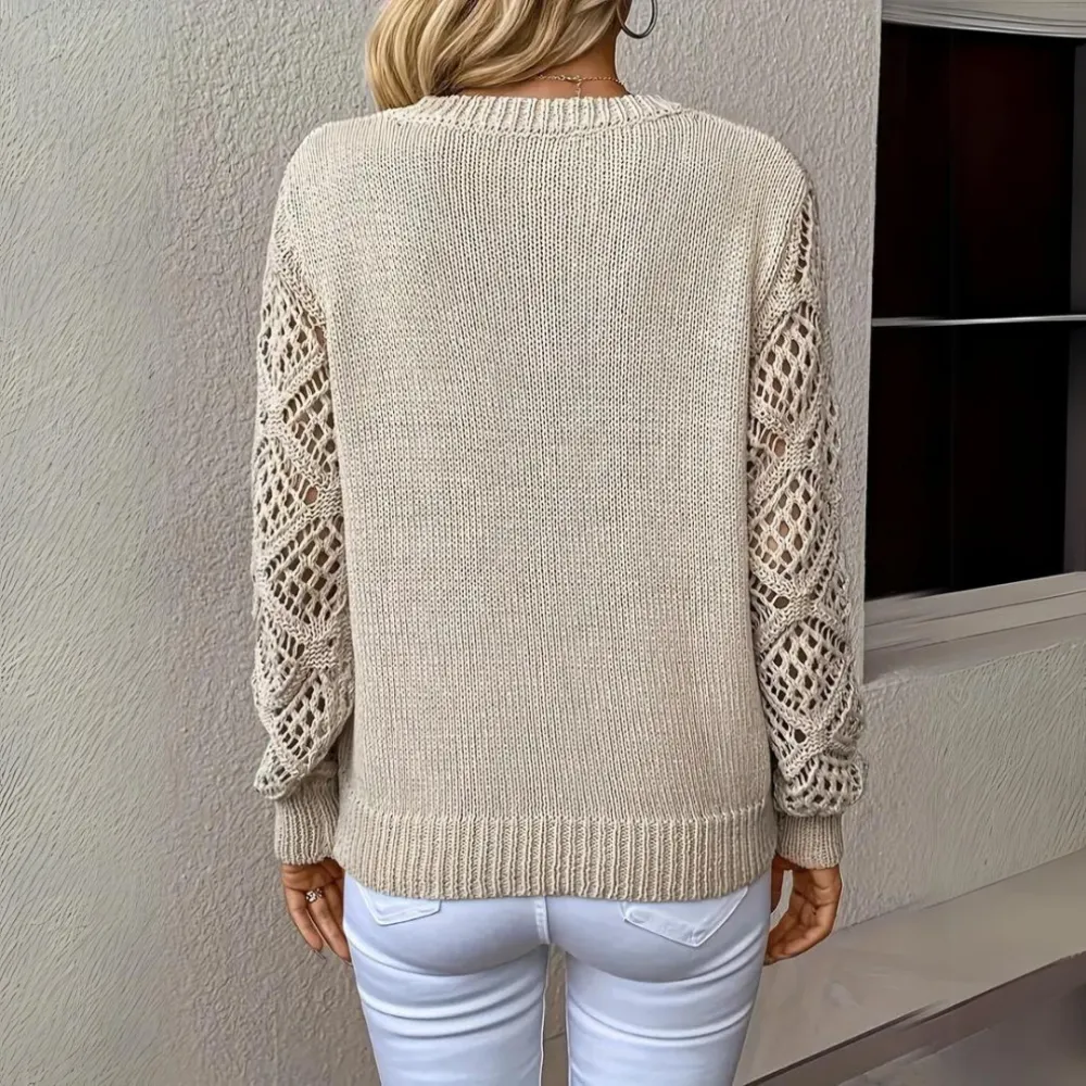 V-Neck Knitted Sleeves Jumper