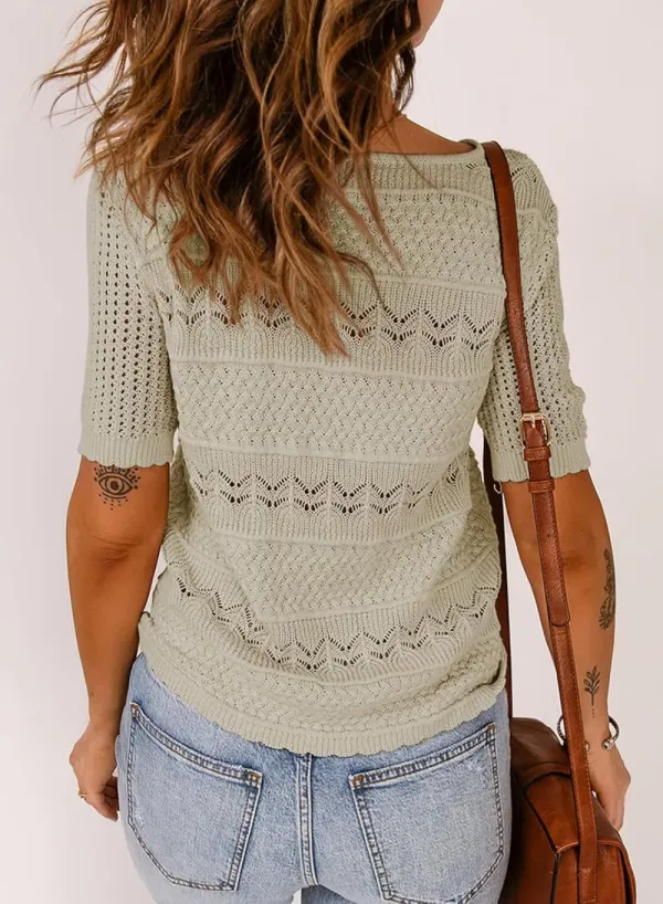 ✨Womens Crew Neck Shirt Lightweight Knit Sweater Blouse Tops