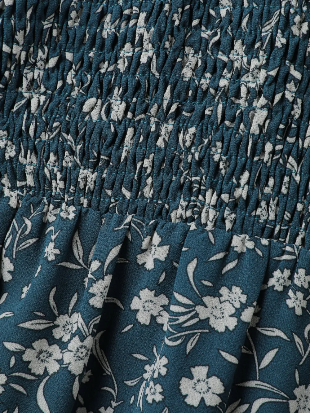 Floral Print Shirred Bodice Maxi Dress