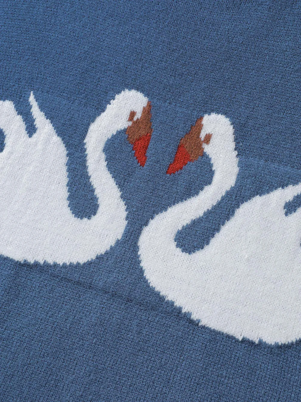 Swan Jacquard Pattern Color Contrast Pullover