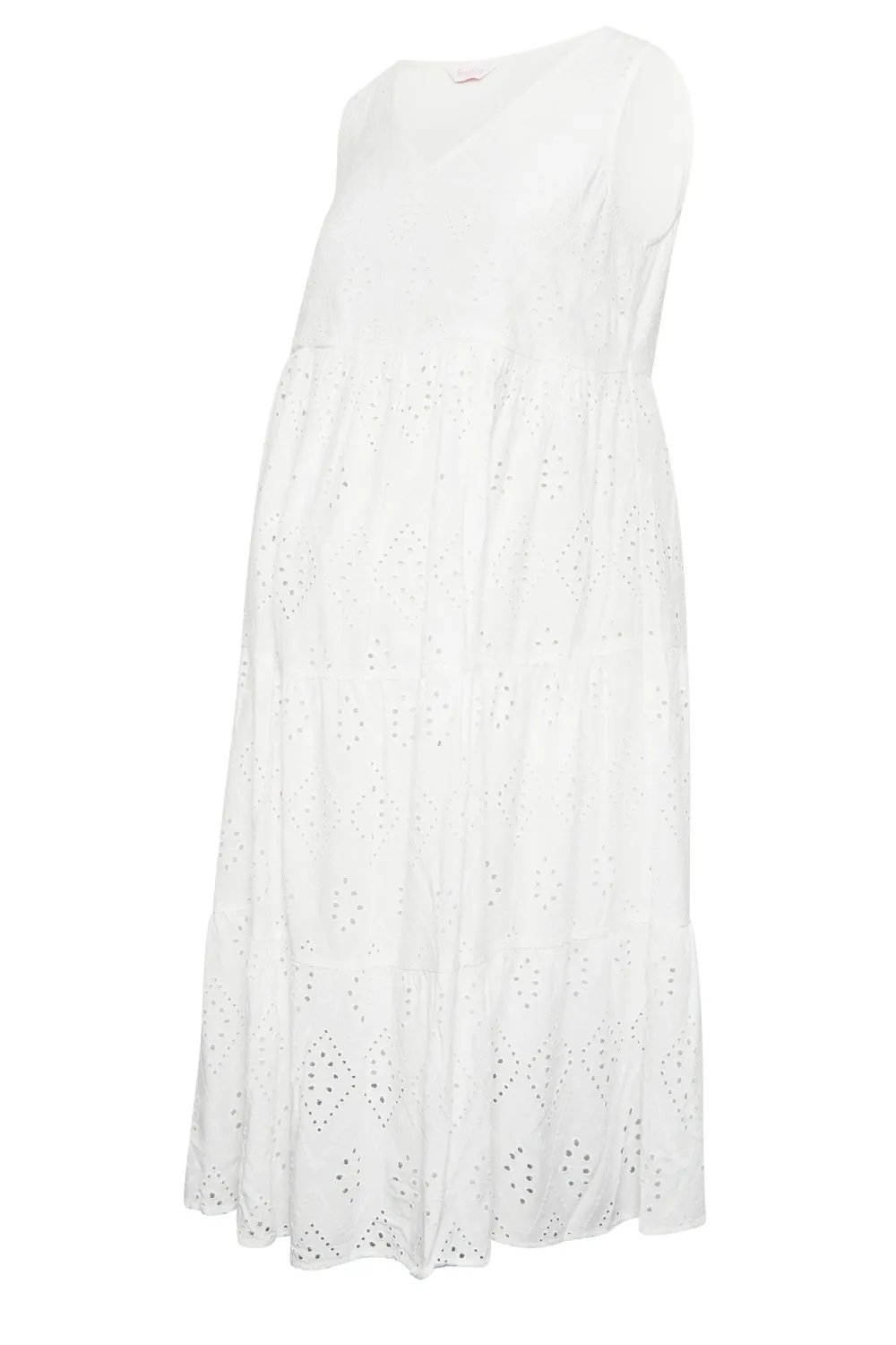 BUMP IT UP MATERNITY Curve Sage Green Broderie Anglaise Tiered Midi Dress