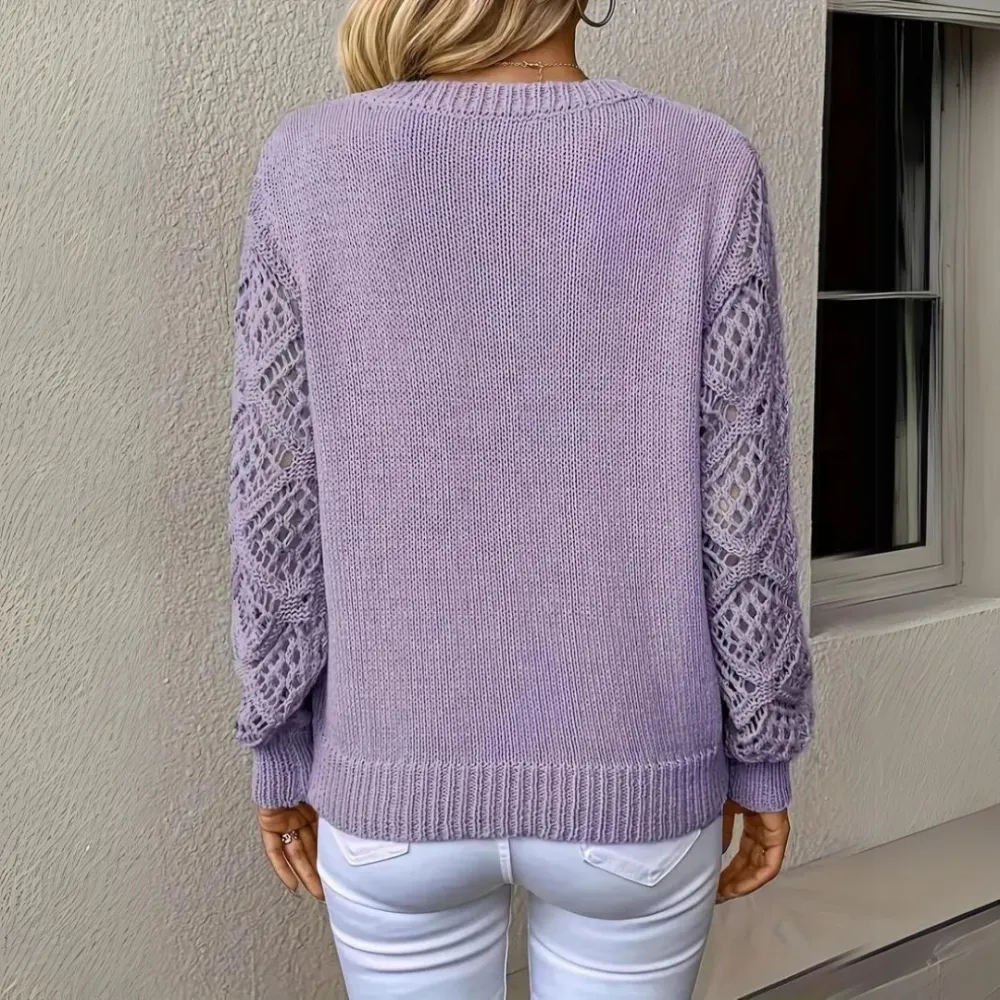V-Neck Knitted Sleeves Jumper