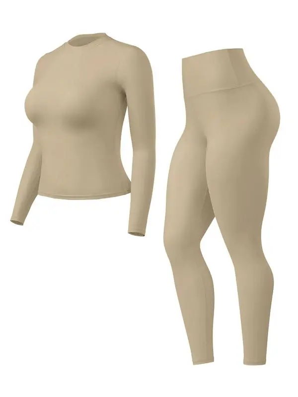 Women’s Workout Set – Long Sleeve Top & Leggings