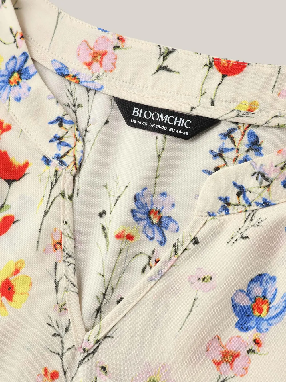Branch Floral Print Notched Collar Blouse