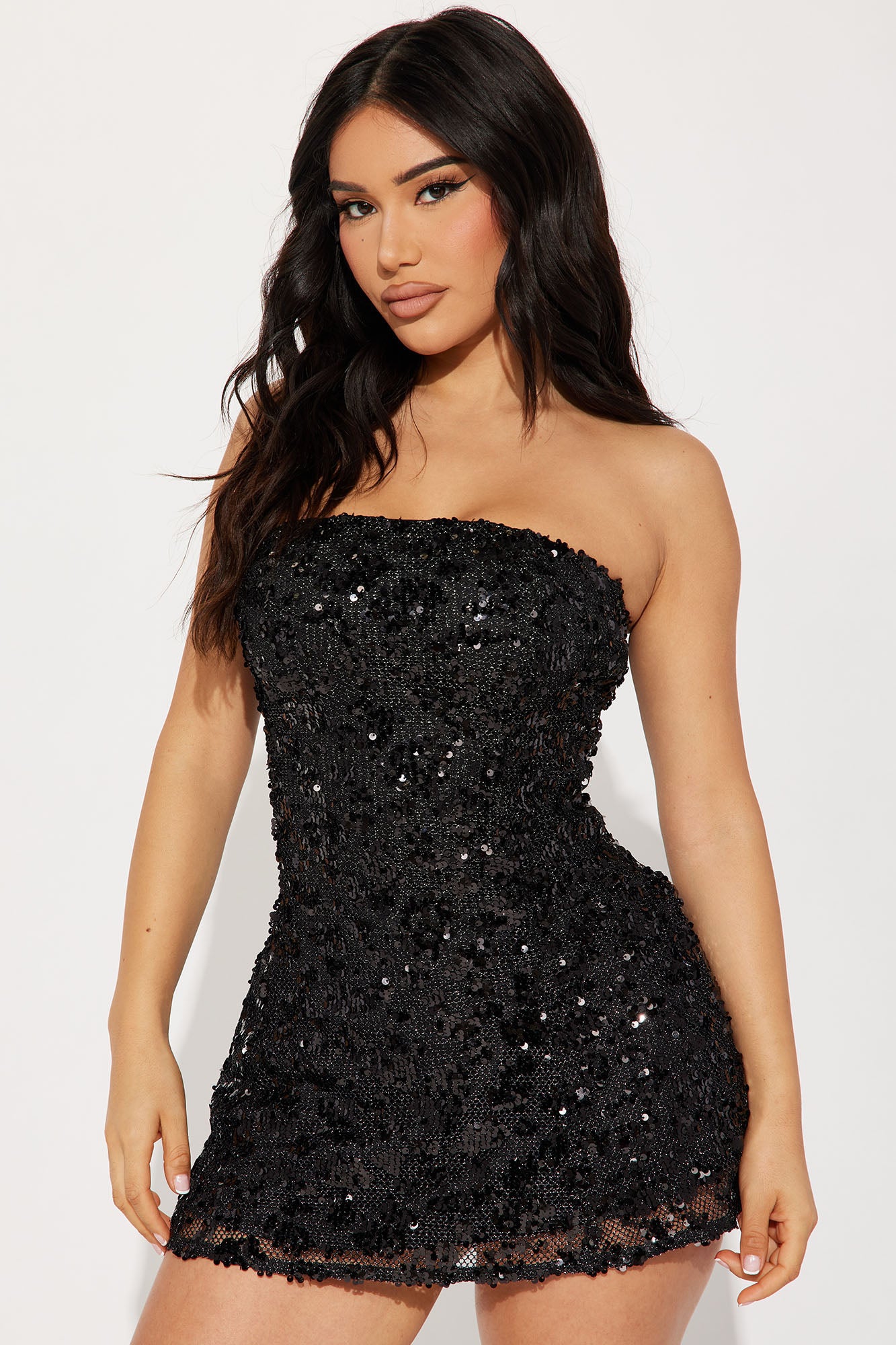 Camille Sequin Mini Dress - Black