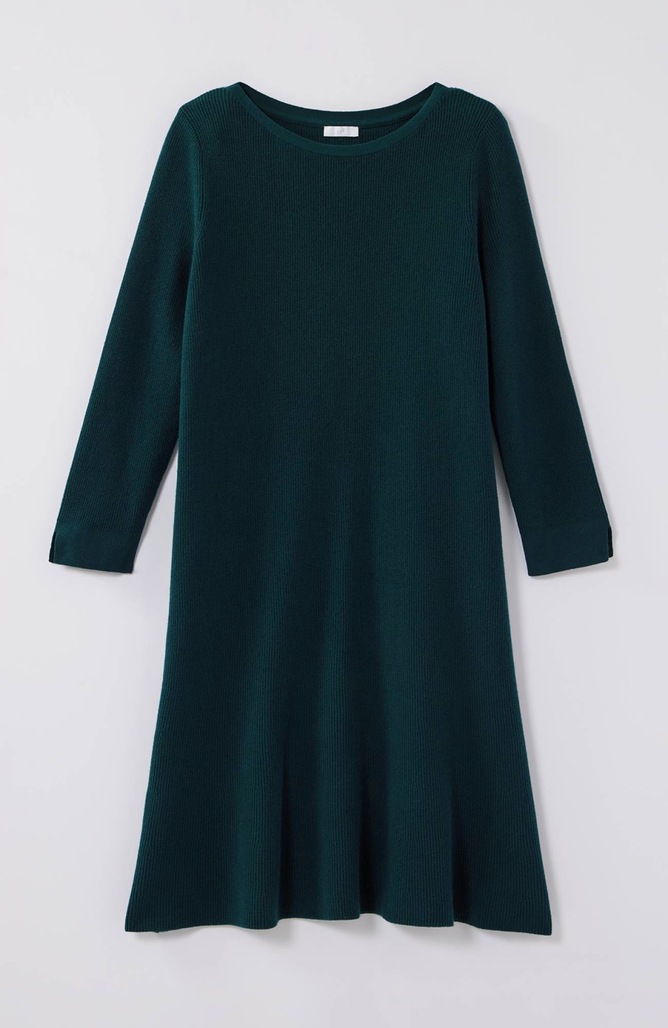 flounced-hem sweater dress