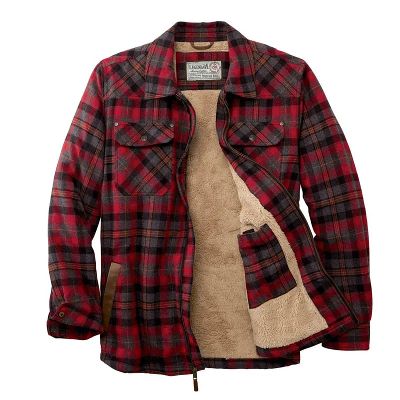 Check Texture Plus Fleece Warm Jacket