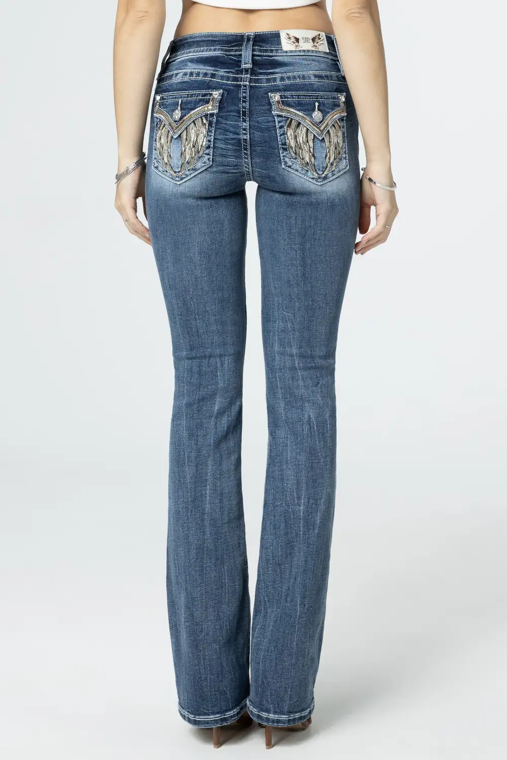 Natural Feather Wings Bootcut Jeans