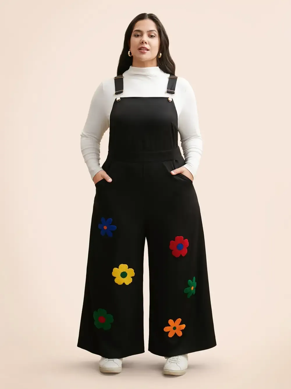 Floral Towel Embroidered Loose Jumpsuit