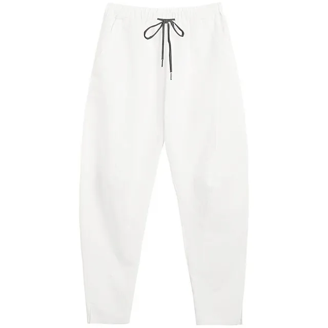 Men's Linen Pants Trousers Summer Pants Bloomers Beach Pants Pocket Drawstring Elastic Waist Plain Lightweight Ankle-Length Daily Yoga Fashion Casual Loose Fit Black White