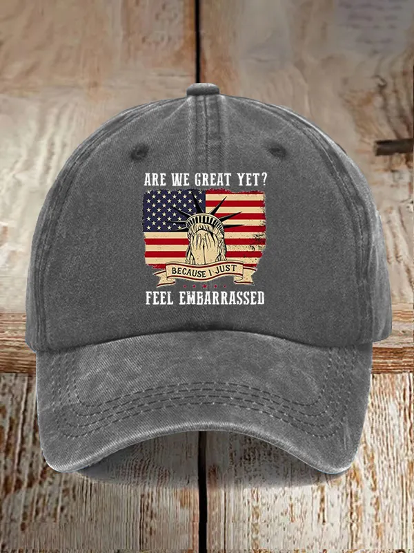 Unisex Distressed Washed Cotton Are We Great Yet? Print Hat