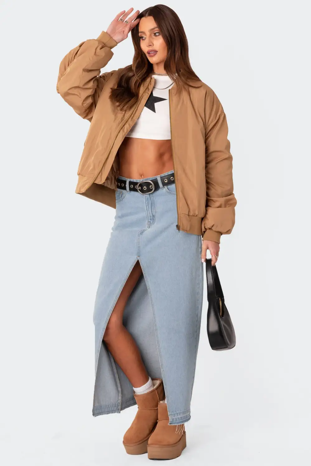 Cala Ruched Oversized Bomber Jacket