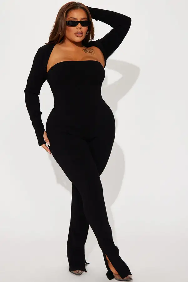 Jeanette Snatched Jumpsuit Set - Black