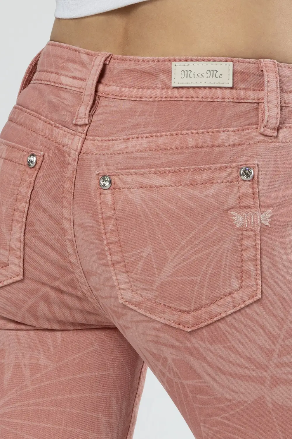 Coral Leaves Skinny Jeans