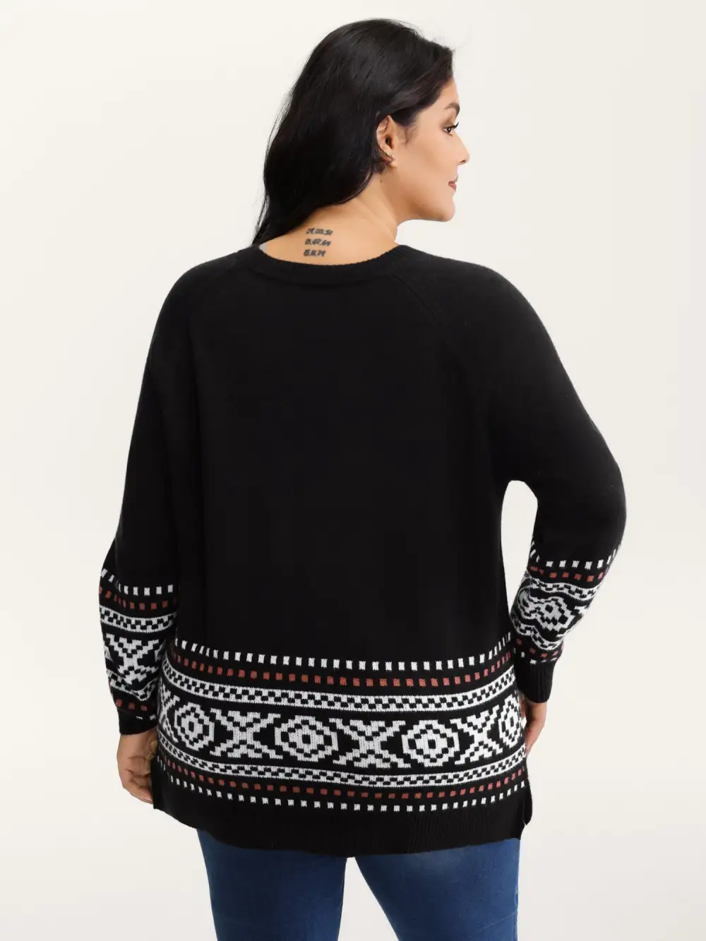 Boho Print Raglan Sleeve Pullover