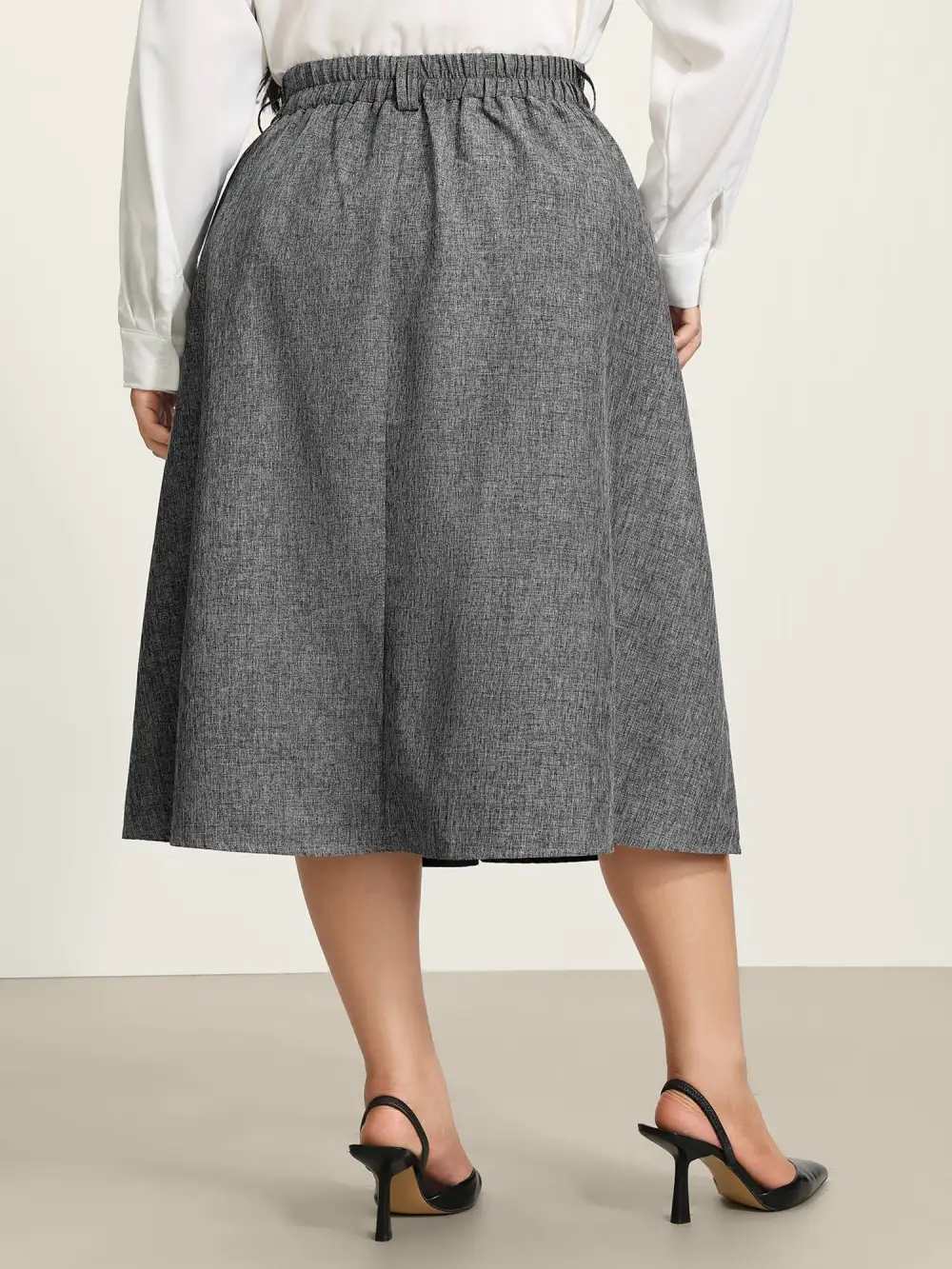 Textured Flared Solid Maxi Skirt