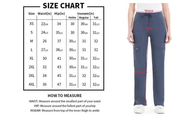 Women's Mid Rise Yoga Work Pants – Stretch Cargo Scrub Pants with 5 Pockets