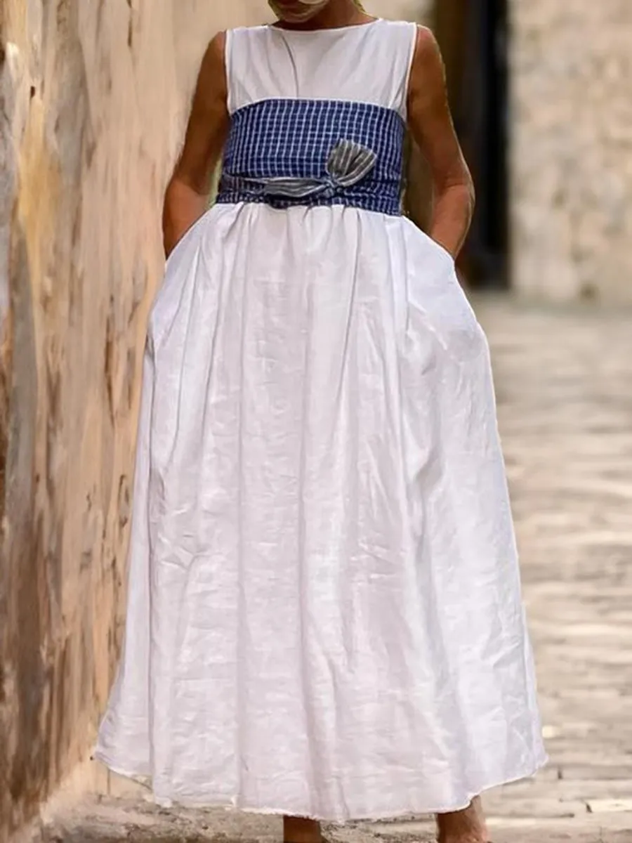 Women's Simple Nipped Waist Maxi Dress