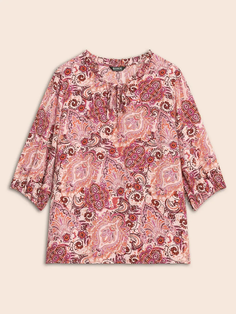 Bandana Frill Trim Tie Knot Blouse