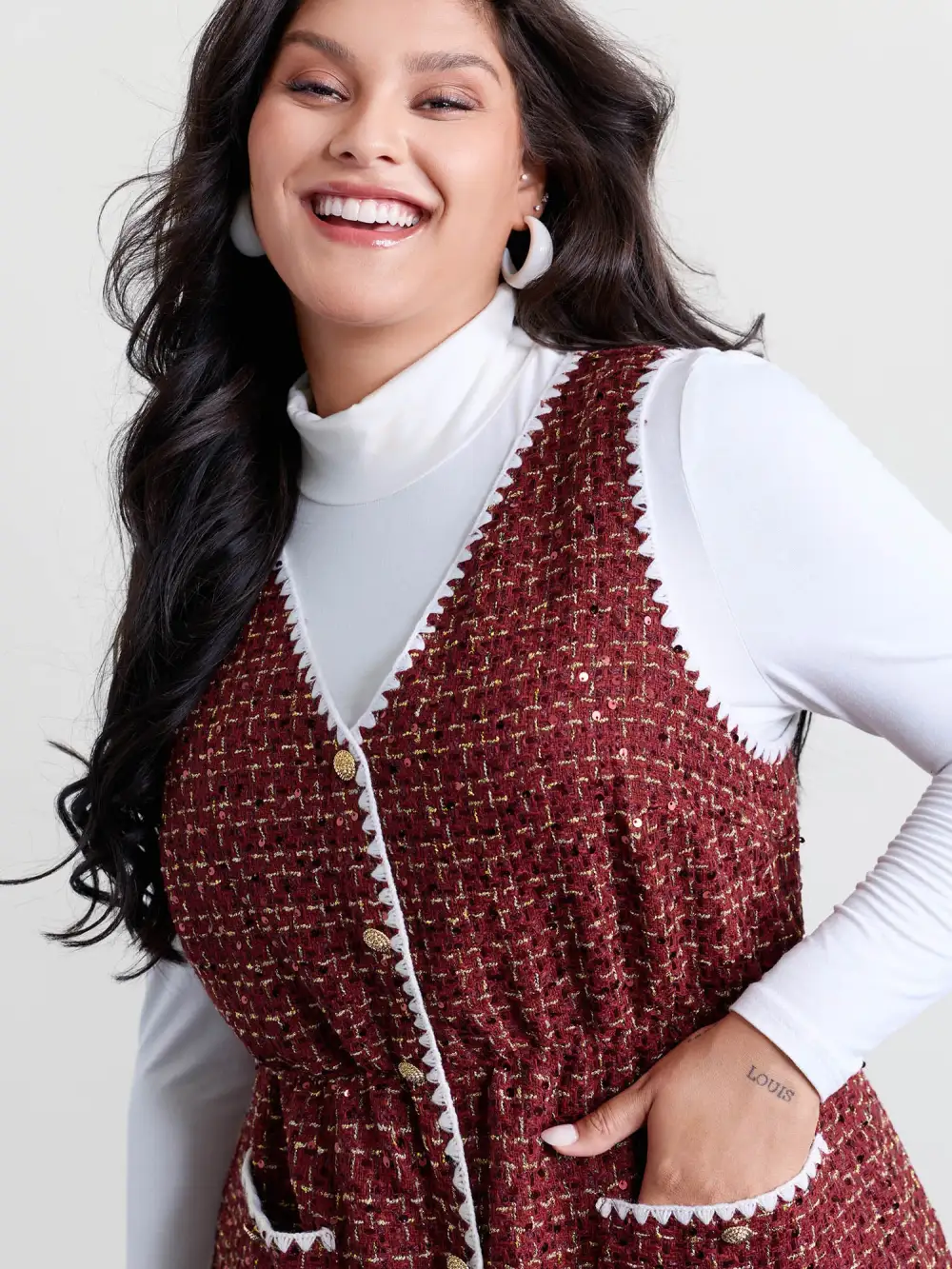 Holiday Tweed Contrast Edge Mini Dress