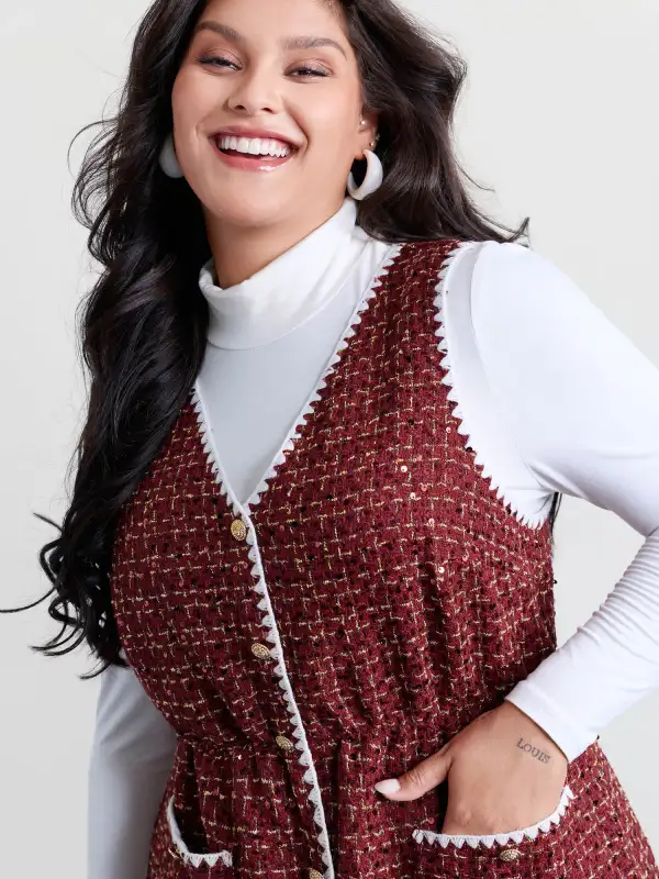 Holiday Tweed Contrast Edge Mini Dress