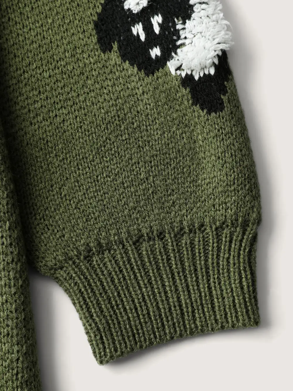 Flocked Lamb Curvy Hem Jacquard-Knit Cardigan