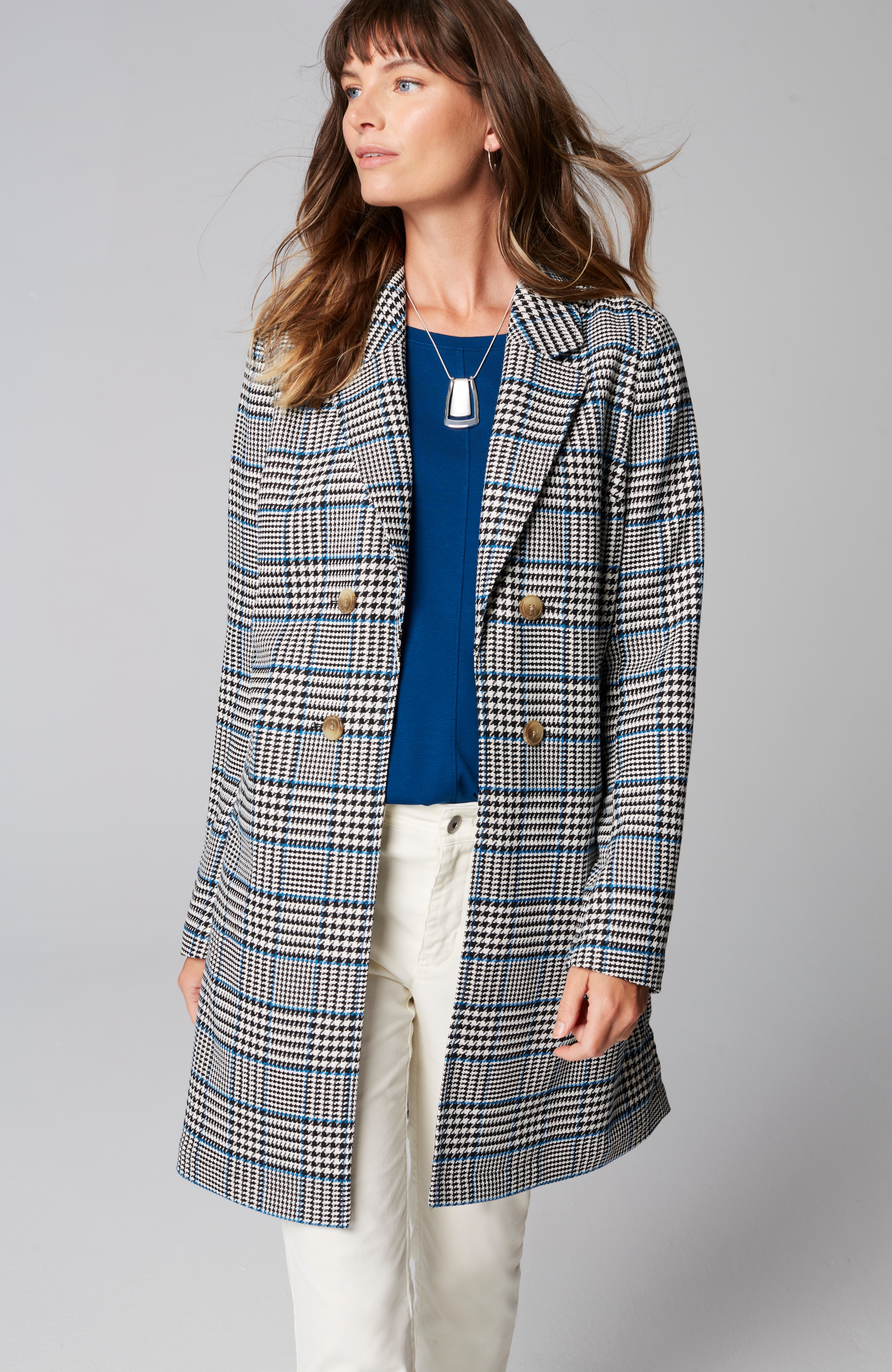 Long Plaid Duster Jacket