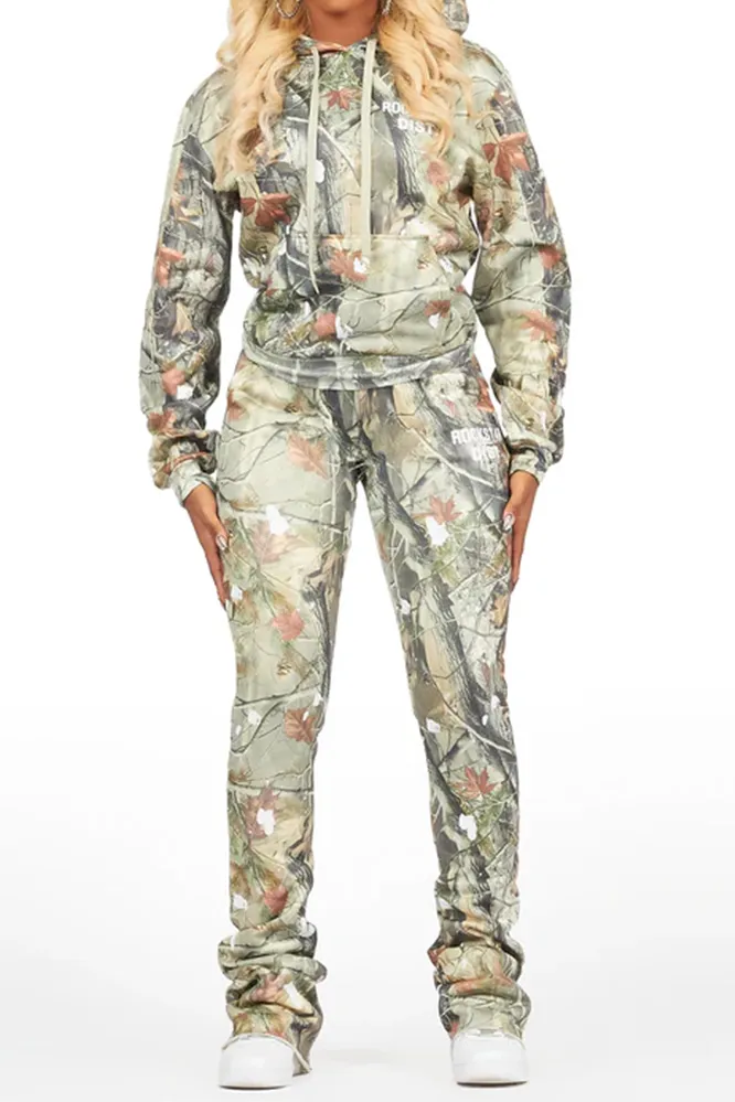 Women's Gradient Pattern Hoodie and Pants Two Piece Set