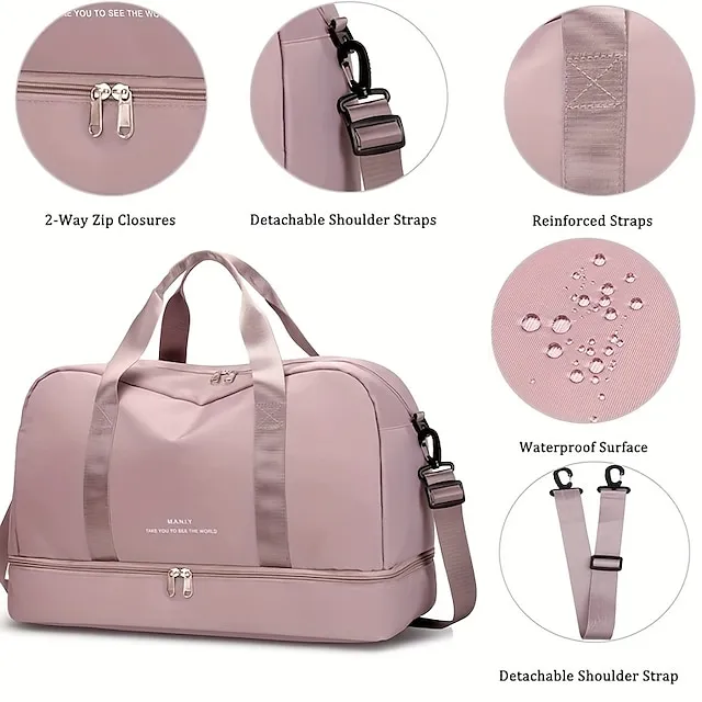 Women's Handbag Tote Gym Bag Fluffy Bag Oxford Cloth Outdoor Daily Zipper Large Capacity Solid Color Black Pink Dark Pink