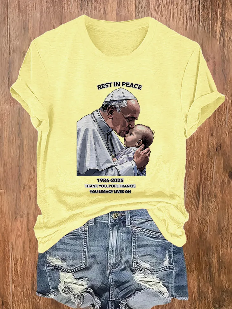 Women's Rest In Peace 1936-2025 Thank You Pf You Legacy Lives On Round Neck Short Sleeves Pure Cotton T-Shirt