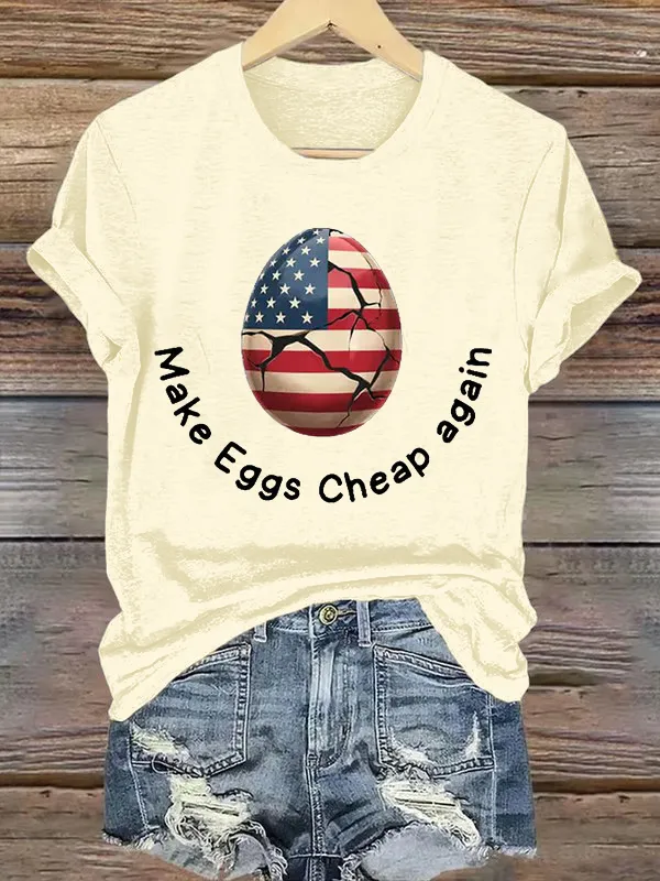 Women'S T-Shirt Women'S Retro Make Eggs Cheap Again Print T-Shirt
