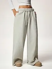 Women's Sweatpants Wide Leg Chinos Fashion Streetwear Casual Full Length High Waist Plain Elastic Waistband Comfy Soft Comfortable Stretchy Outdoor Street Light Gray Black White Red Summer Spring Fall