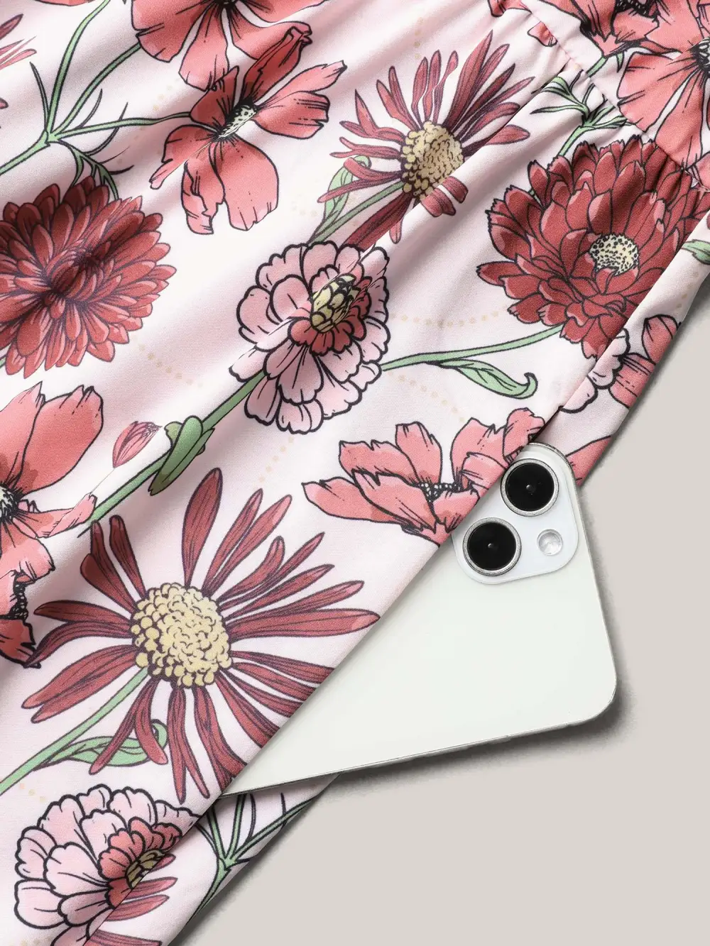 Ruffled Floral Print Stretchy-Waist Midi Dress