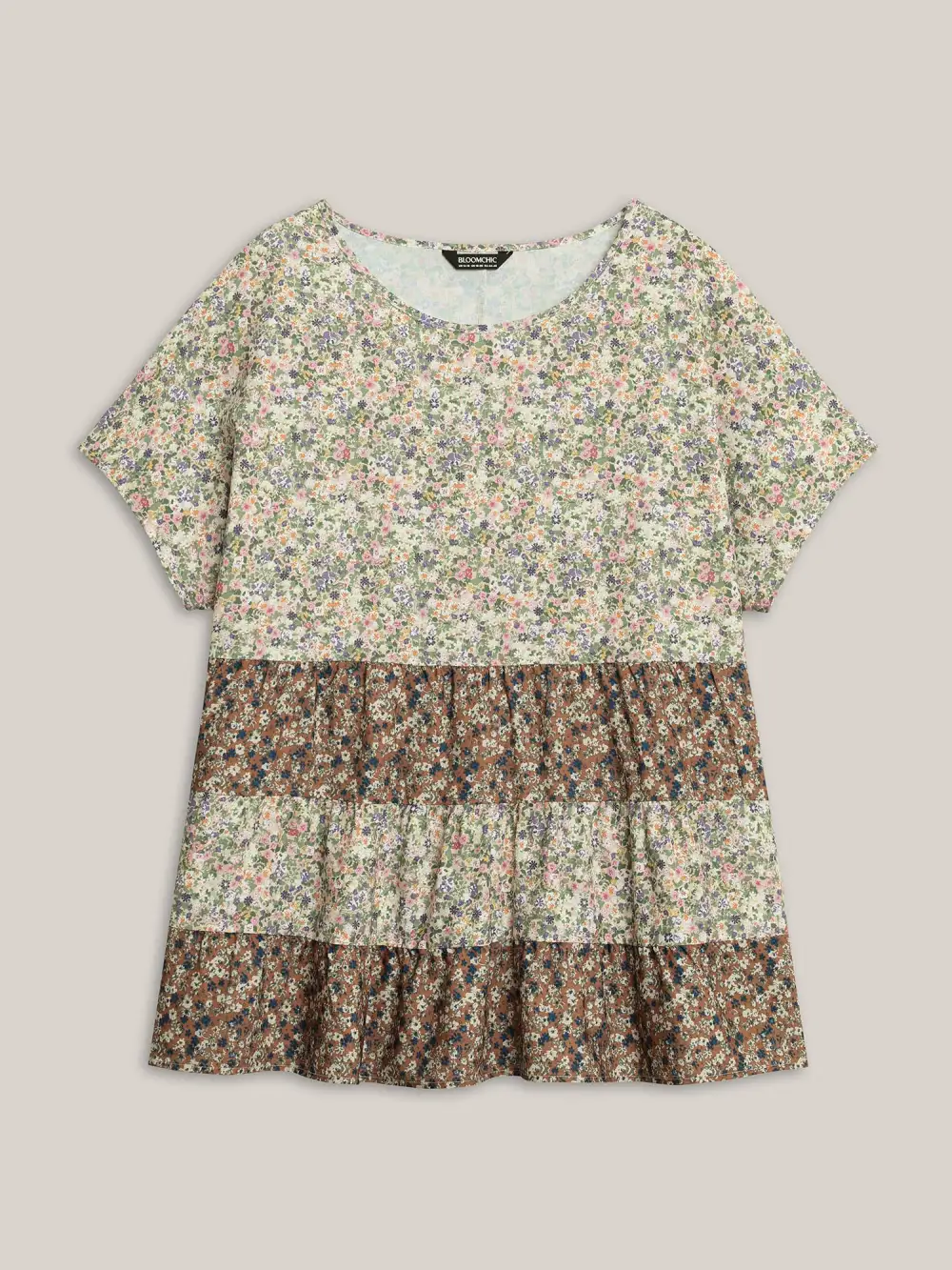 Ditsy Floral Print Tiered Blouse