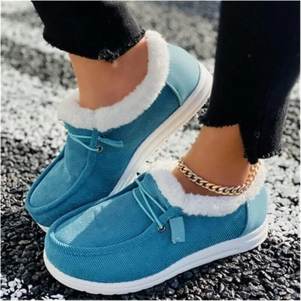 Women's Winter Warm Wendy Shoes Fleece Lined Boat Shoe Slip On Comfort Shoes,Womens Lace Up Loafers Flats Shoes (Come With Christmas socks) (Color : E, Size : EU/CN 42)