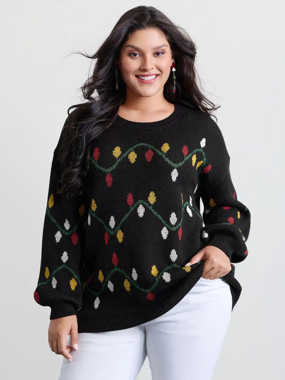 Holiday Lights Micro Lantern Sleeve Pullover