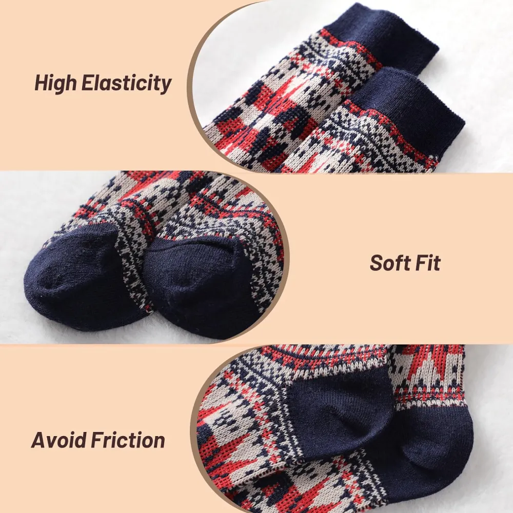 Clothirily Wool Socks- Thick Soft Wool Socks for Women, Vintage Warm Womens Wool Socks, Winter Warm Boot Socks for Women Men