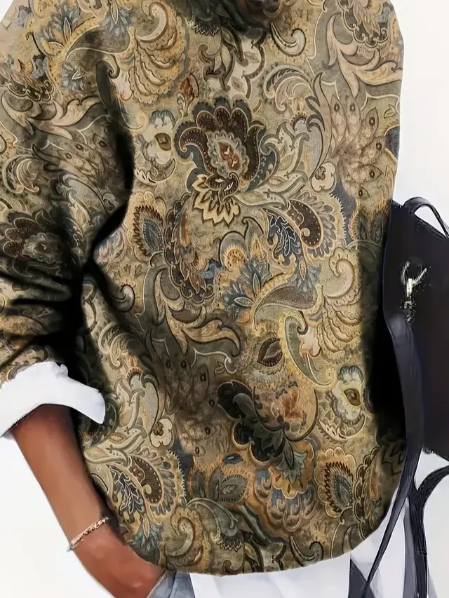 Women's Floral Print Casual Long Sleeve Crew Neck Sweater