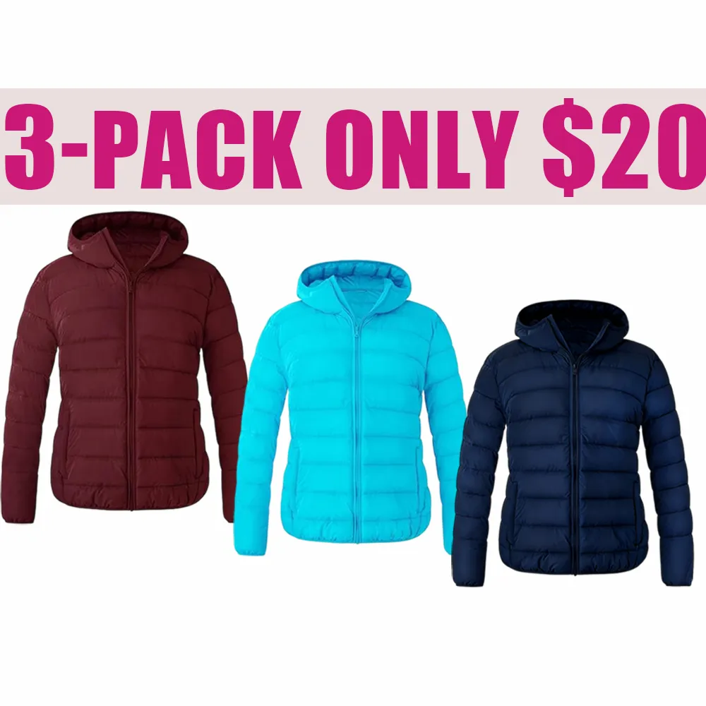 Women's Plus Size Packable Hooded Lightweight Puffer Jacket (Winter/Christmas Gift)
