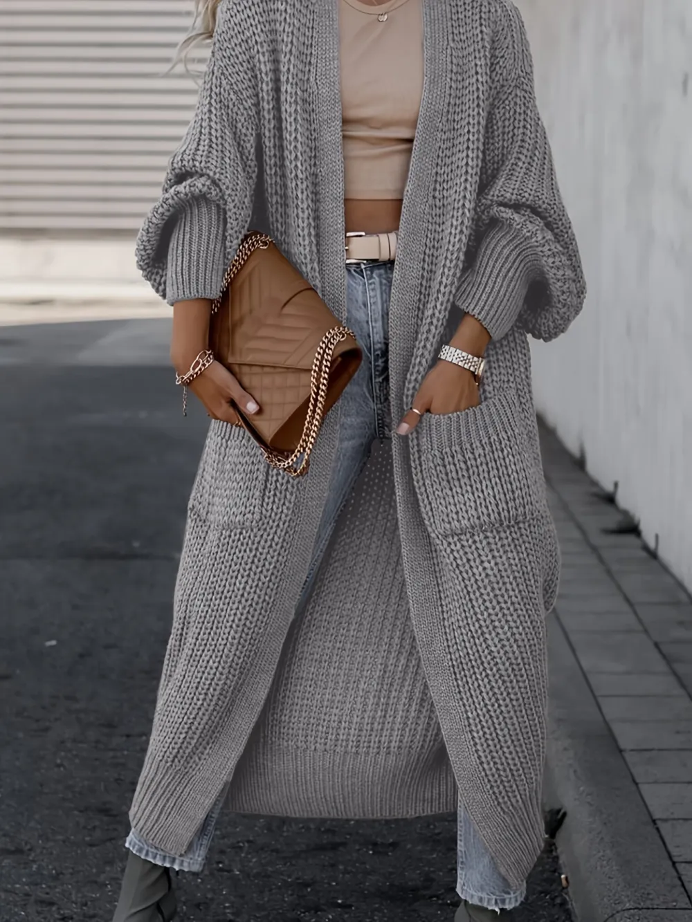 Cozy Long Sleeve Open Front Cardigan Sweater - Soft, Casual, and Versatile for Fall and Winter - Women's Long Length Clothing for Everyday Wear