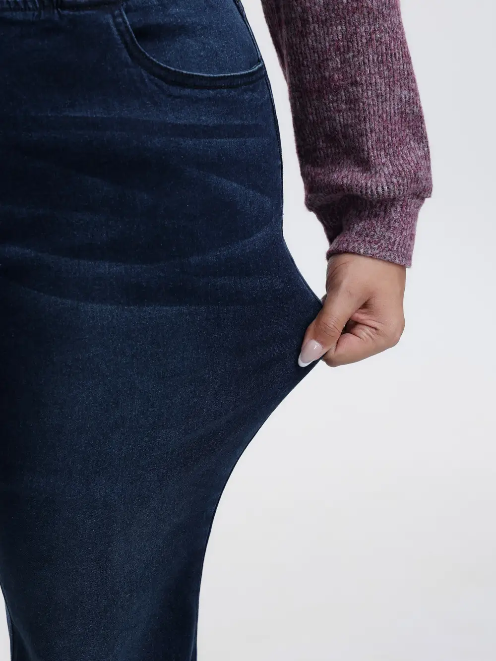 Stretchy Waist Flared Hem Jeans