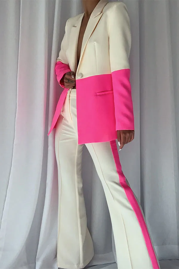 Colorblock Peak Lapel Pant Set