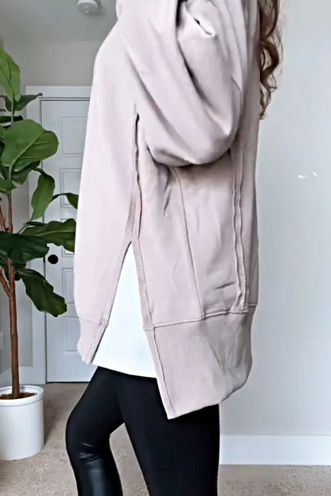 Women's round neck side slit top