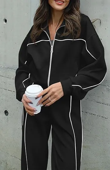 Women's Two Piece Tracksuit Fall 2024 Long Sleeve Jogger Sweatsuit Sets
