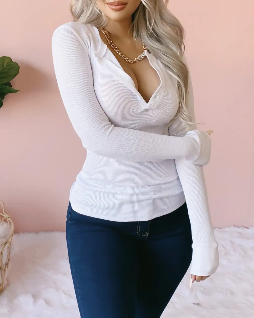 RESTOCKED! KEEP ME WARM WAFFLE KNIT THERMAL TOP (BLACK)