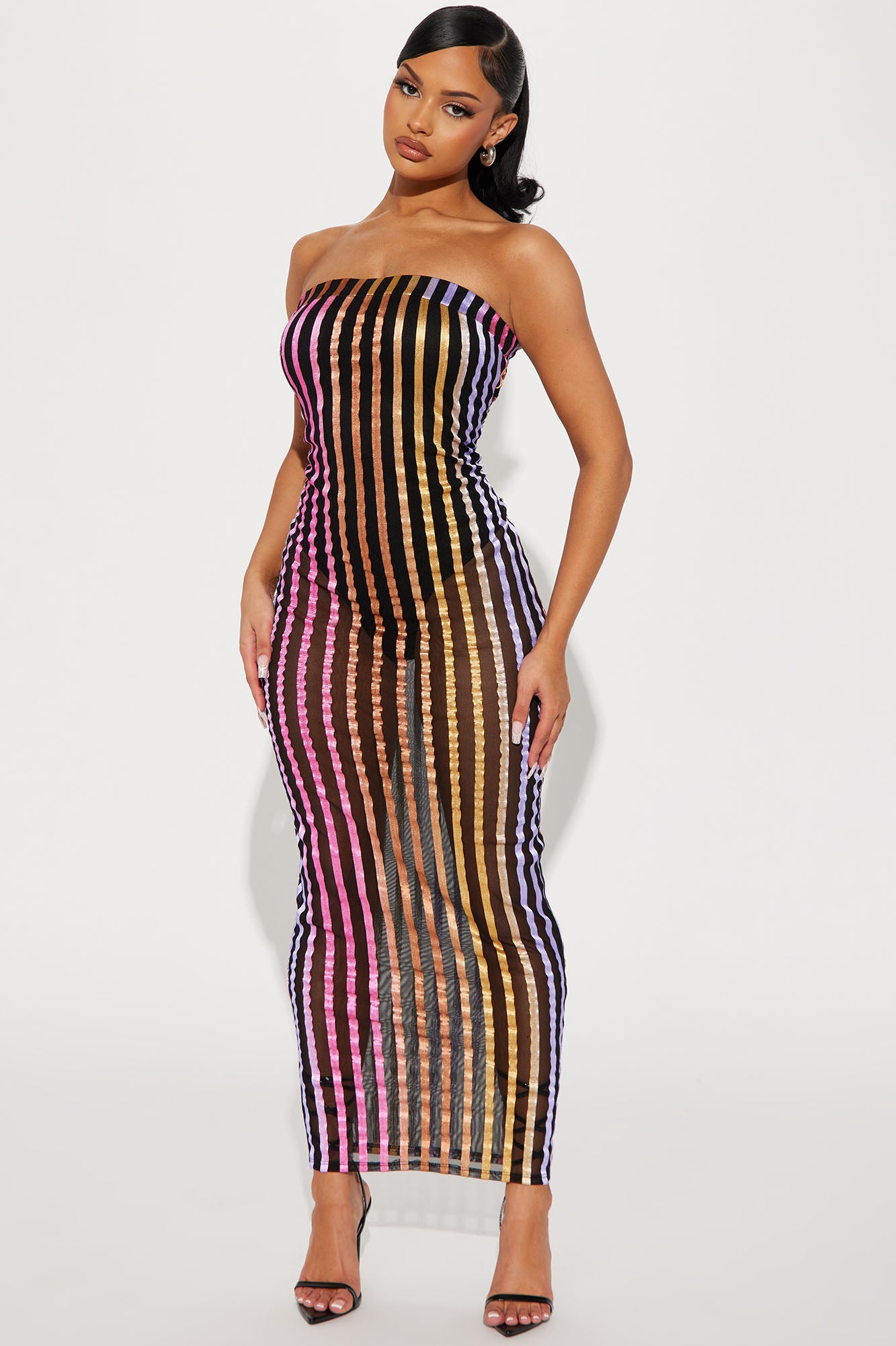 Julia Striped Maxi Dress - Black/combo