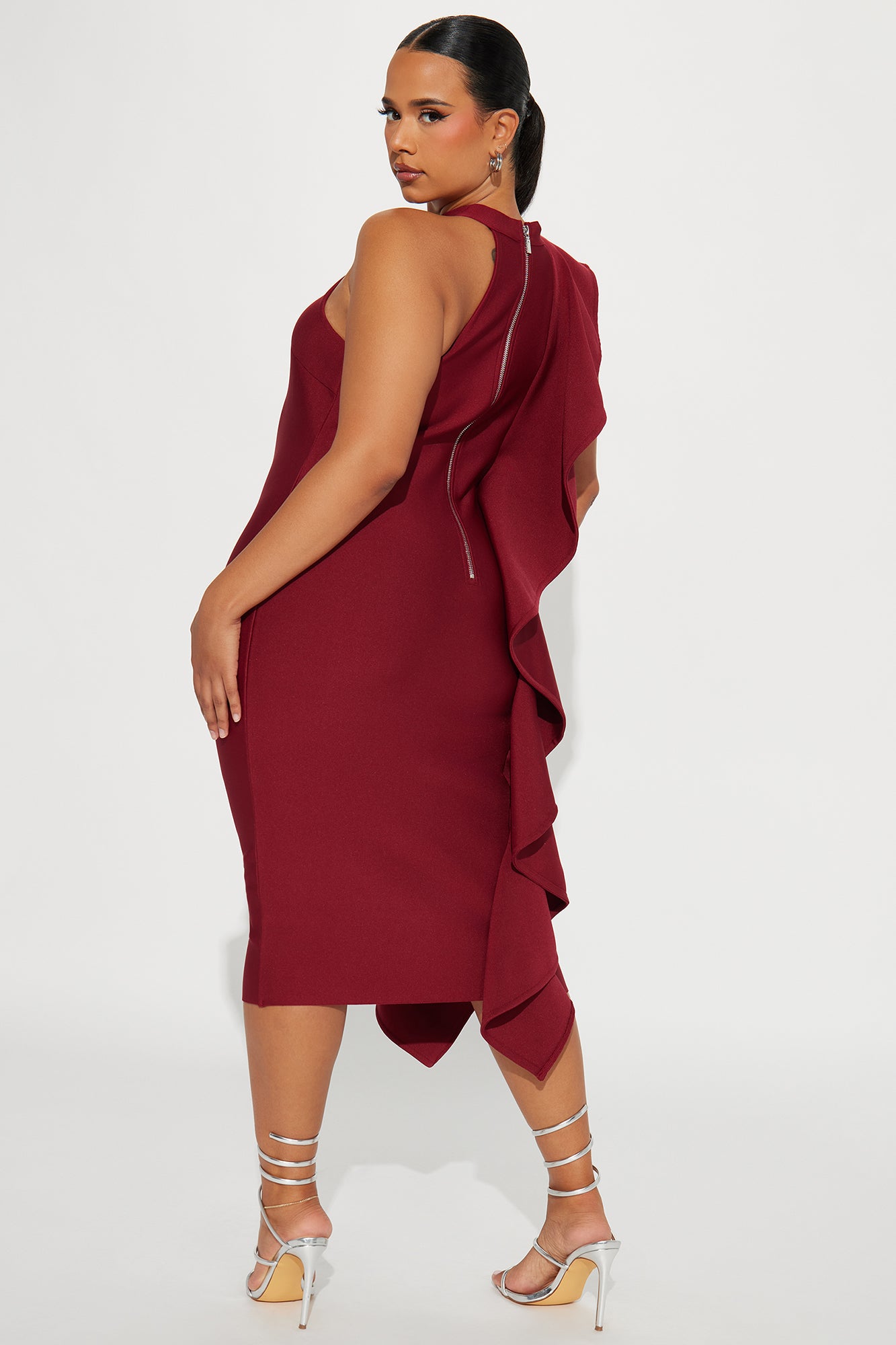 Raylin Bandage Midi Dress - Burgundy