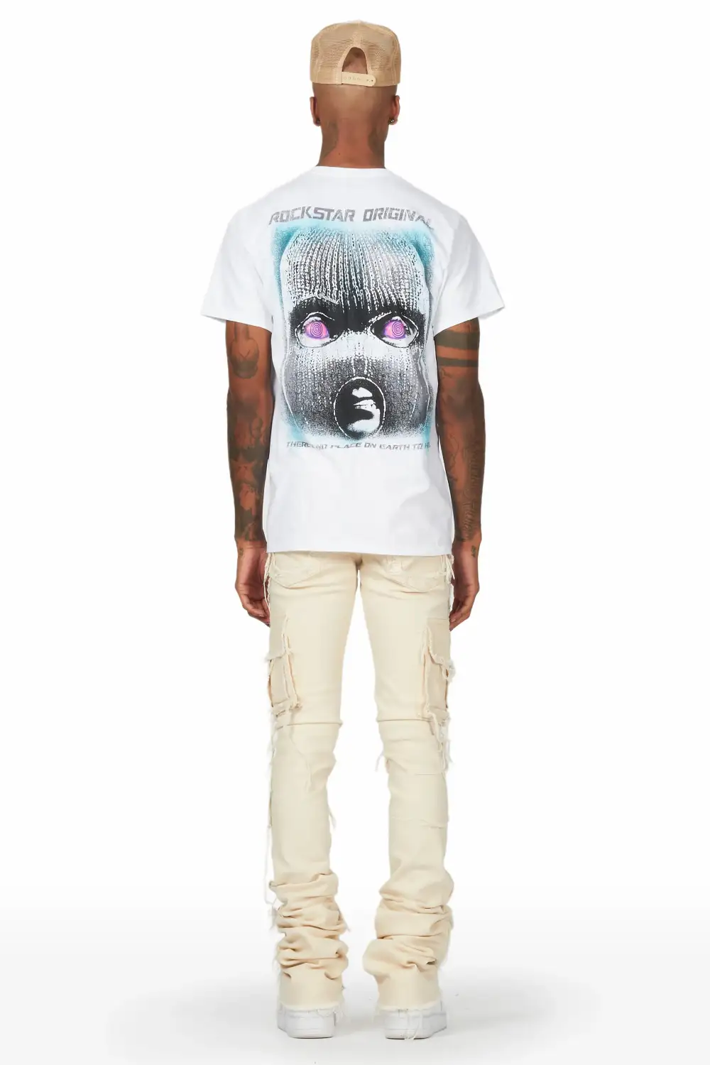 Micael Beige Painter Super Stacked Flare Jean